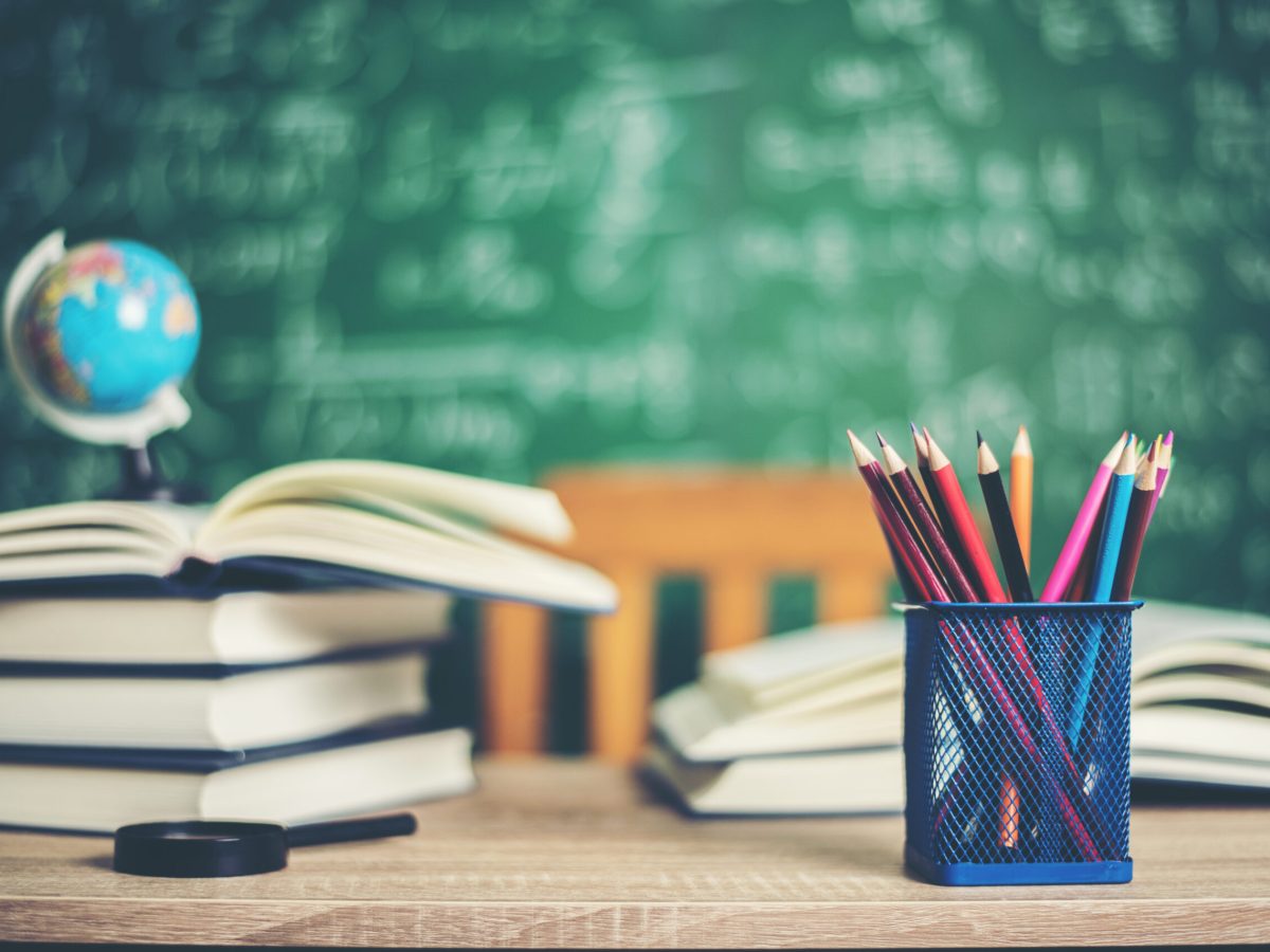 book with green board background